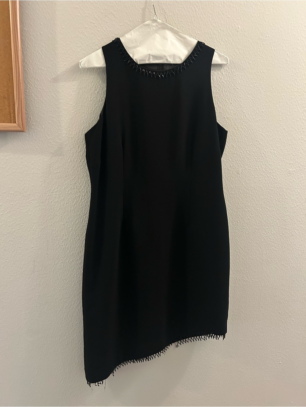 Studio I Black Sleeveless Mini Dress with Frayed Trim